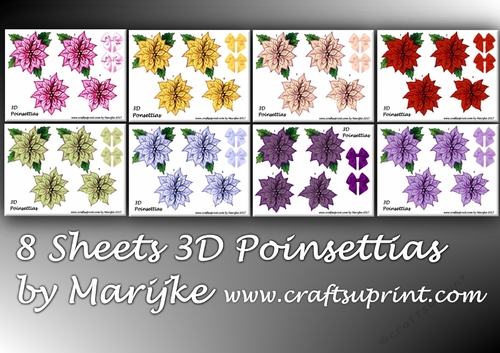Christmas Poinsettias 3D 8 sheets