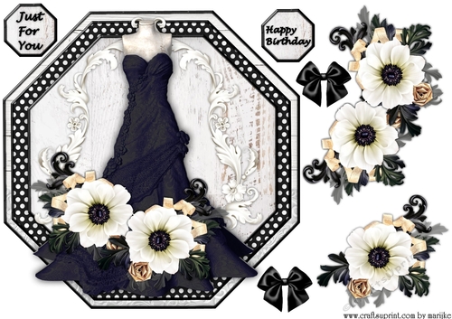 Stunning Vintage Dress & Chanel Roses Octagon Card