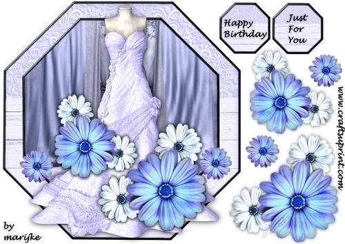 Lavender Vintage drees & Flowers octagon Shaped card