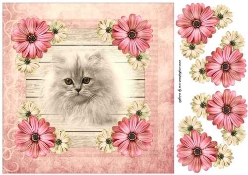 Cute Kitten card Topper Vintage Kitten