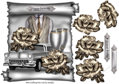 Scroll male card Topper gentleman