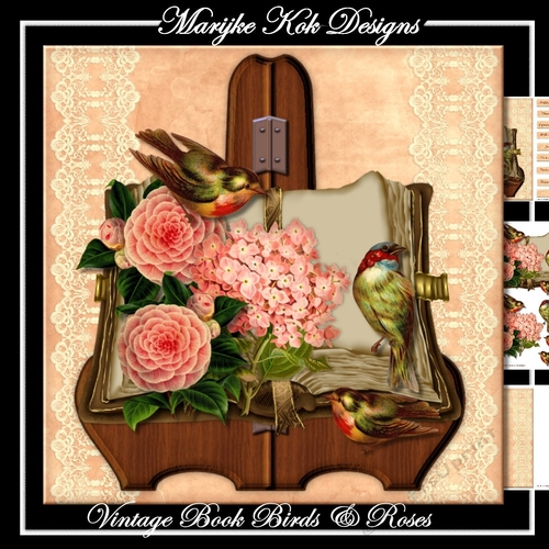 Vintage Book Birds & Roses Mini Kit