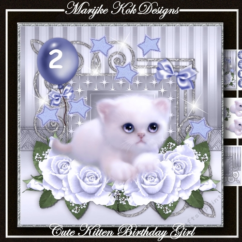 Cute Kitten Birthday Little Girl