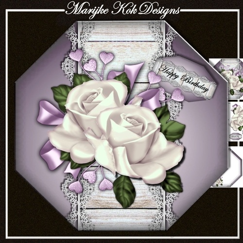 Octagon Card Topper Beautiful Roses