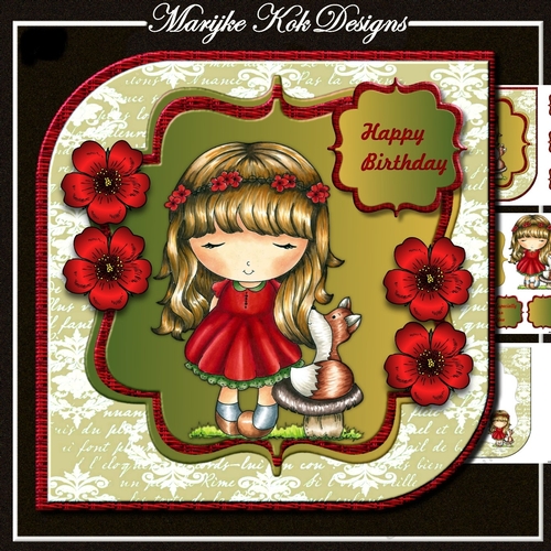 Cute Penny & Foxy Mini Kit Shaped Card