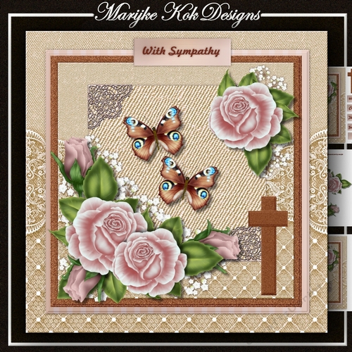 Sympathy  pink roses & butterflies
