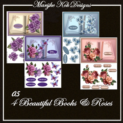 4 Beautiful Books A5 With Roses