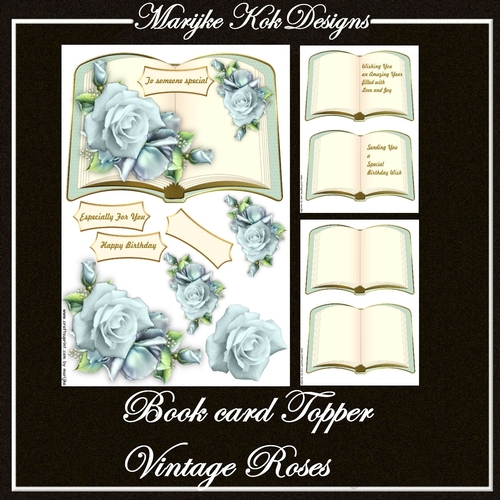 Book Card Topper Vintage Roses