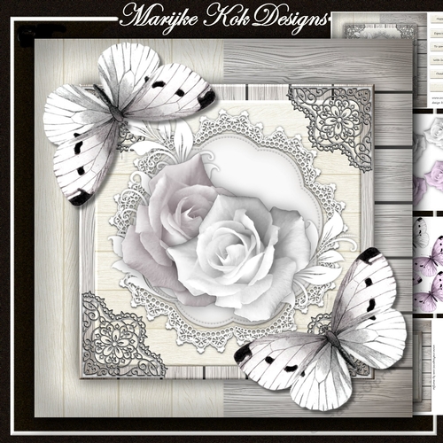 White Roses and Butterflies Mini Kit