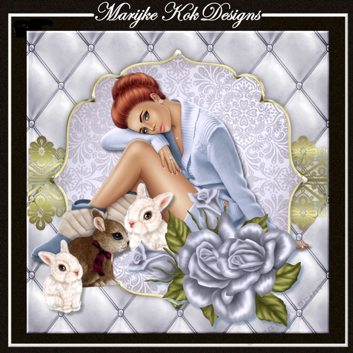 Beautiful Girl & Blue Roses Mini Kit