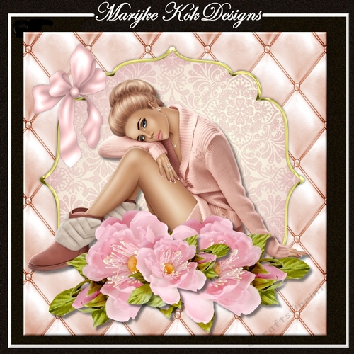 Beautiful Girl & Pink Roses