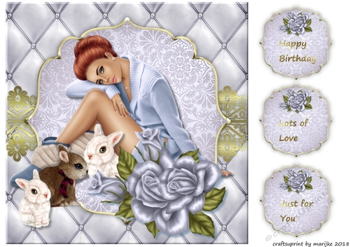 Beautiful Girl 2 Card topper & tags