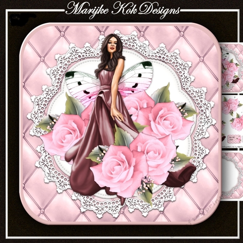 Beautiful lady & Pink Roses Mini Kit