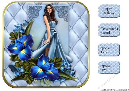 Beautiful lady and Spring Flowers Topper