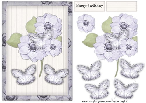 Beautiful Anemones & Butterflies Quick Card
