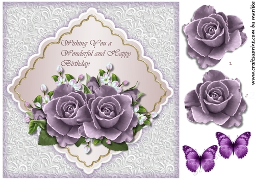 Lavender Roses card Topper