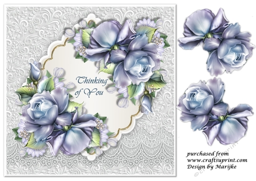 Porcelain Roses Thinking of you Quick card