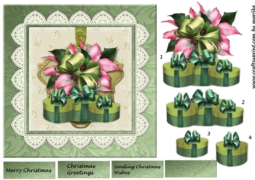 Classic  Pink poinsettias Christmas presents