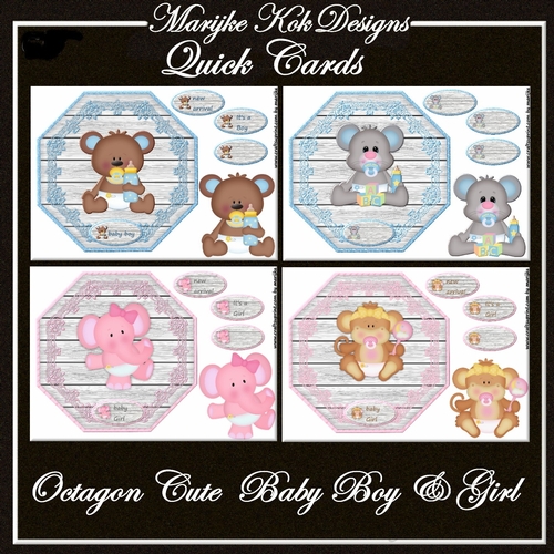 Octagon baby Boy & Girl 4 Quick Cards