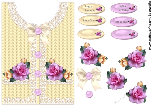 Classic Sweater  A5 card pink roses