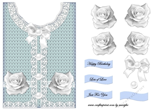 Classic Sweater  A5 card white roses