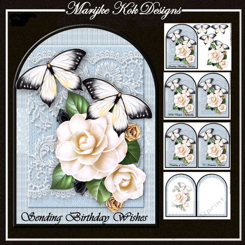 Arch Topper Camelias & Butterflies 