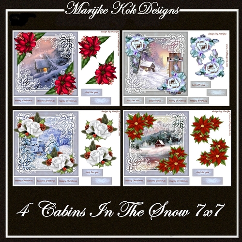 4 Cabins In The Snow Quick Cards