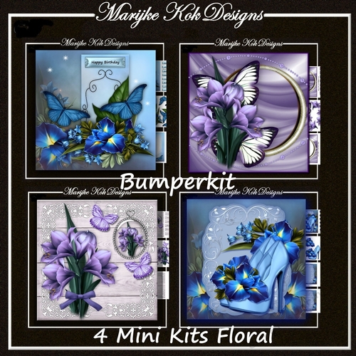 Bumperkit 4 Elegant Birthday  Floral  Card Kits