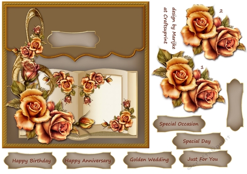 Golden Roses Envelop Card