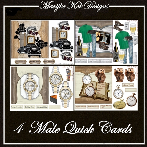 Male cards 4 quick  cards Kit 7x7