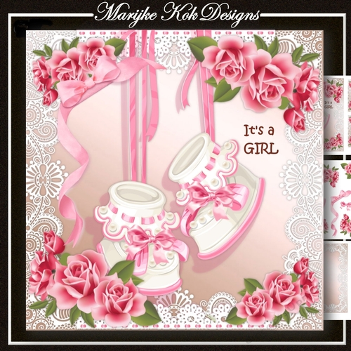 Its a Girl Cute Baby Shoes & Roses