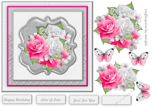 Pink & White Roses Quick Card