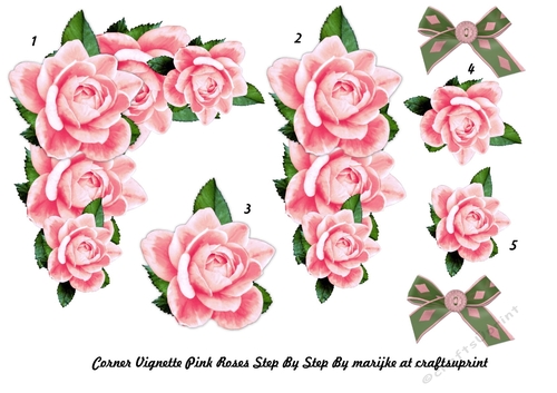 Corner Vignette  Pink  Roses Step By Step