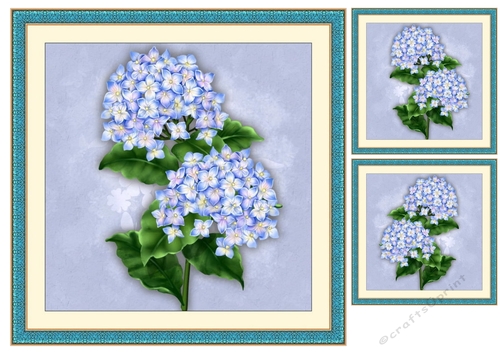 Vintage Hydrangea  Beauty  in antique frame card toppers 3