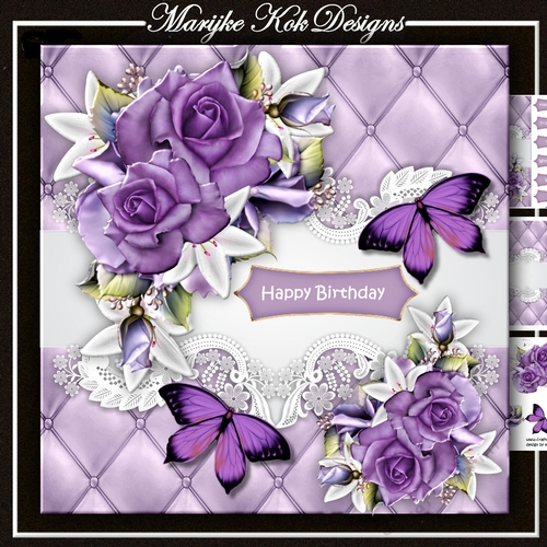 Purple roses & butterflies mini kit