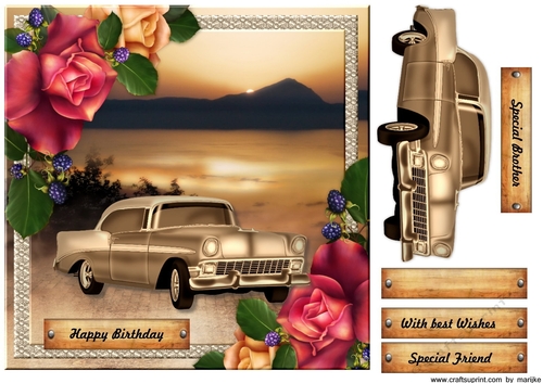 Male Card Vintage Car