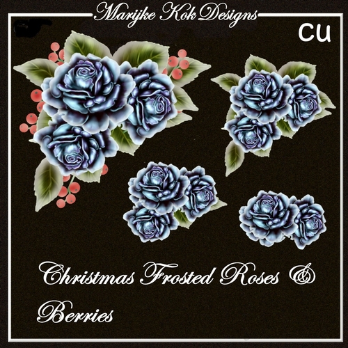 CU Christmas Frosted Roses & berries