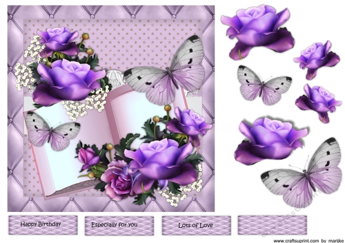 Gorgeous  English  Roses , Butterflies  & Lace