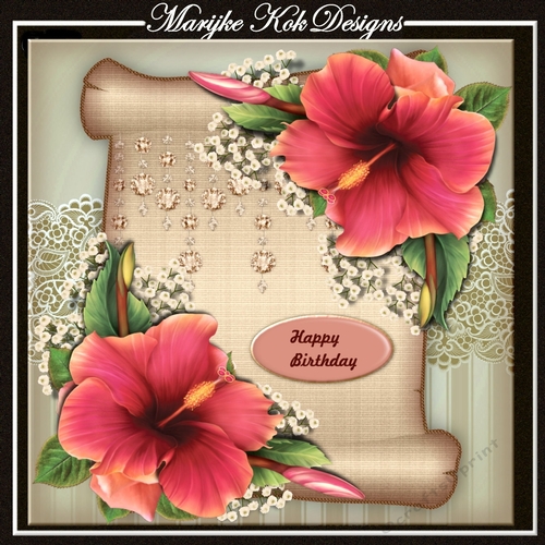 Vintage Scroll Beautiful Hibiscus Mini Kit