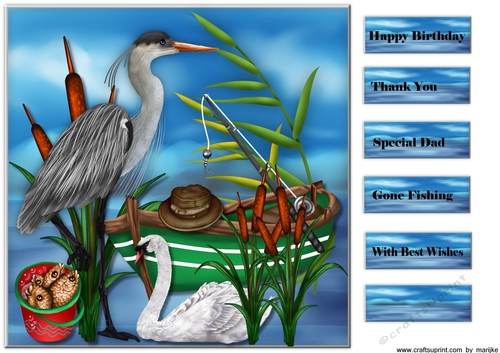 Male card Topper Gone Fishing