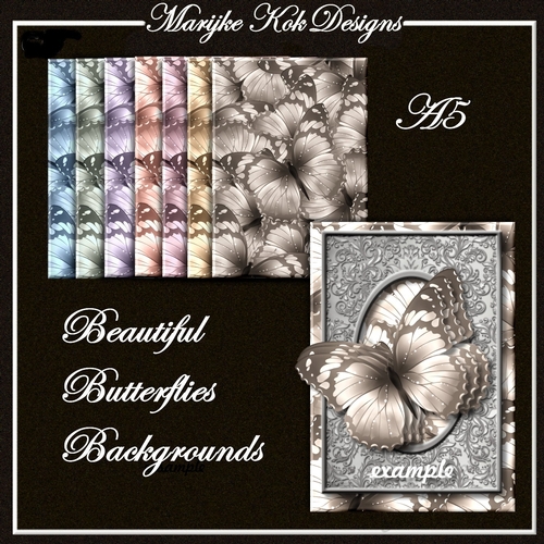 Beautiful Butterflies Backgrounds A5 