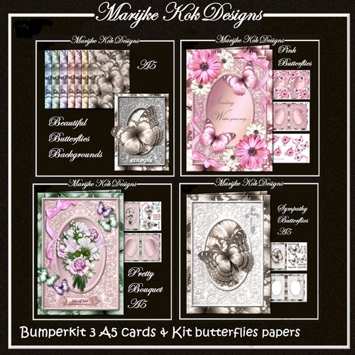 Bumperkit 3 A5 cards & Kit Butterfly backgrounds