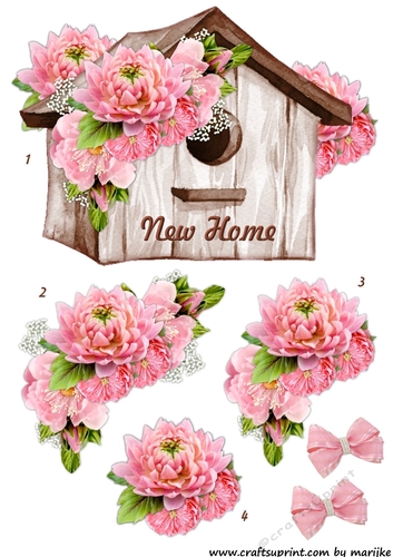 Step By Step Pretty In Pink Bow Vignette birdhouse new home 