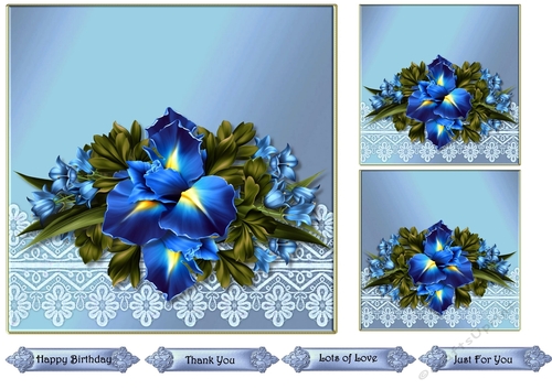 Beautiful  Blue  Flowers Quick Card Topper