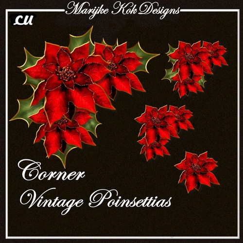 CU Vintage Corner Poinsettias Vignette