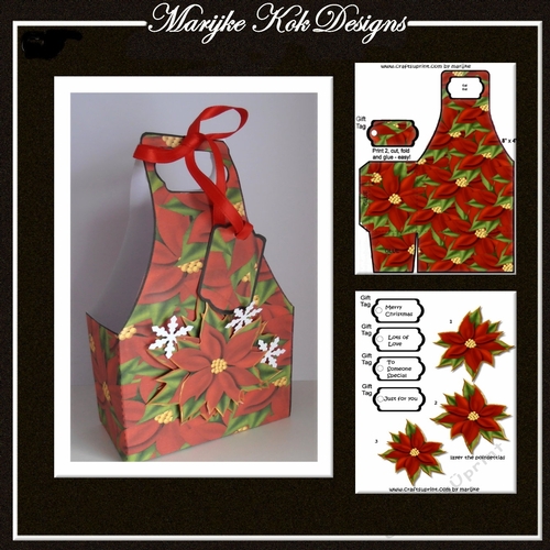 Gift Bag Christmas Poinsettias