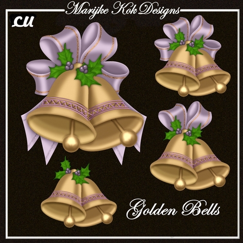 Golden Christmas Bells CU 