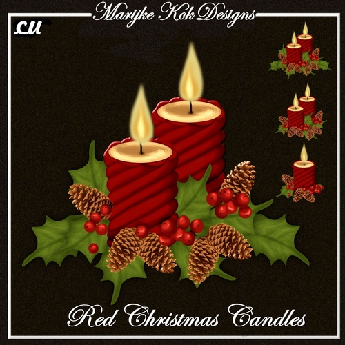  CU  RED  Christmas Candles Book  