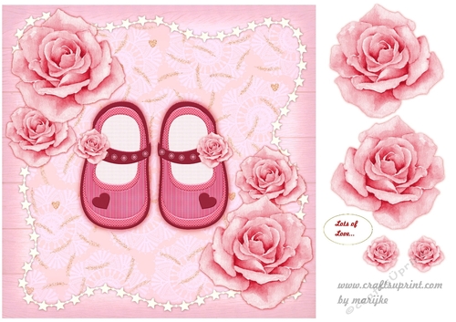 Cute shoes with roses for a little girl quick card