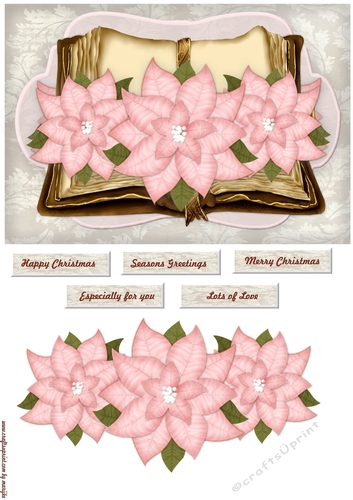 Vintage Book Pink Poinsettias